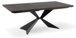 E-STYLO Tavolo Fisso Top impiallacciato Gambe in metallo verniciato,90cm X 160cm H. 76cm,Top: rovere termocotto gambe: nero