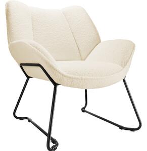 TecTake GmbH 405620 poltrona kjeld bouclé, imbottita, 120 kg carico massimo - crema-bianco