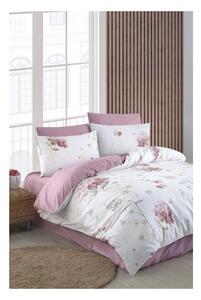 Biancheria da letto bianca/rosa per letto matrimoniale/per letto prolungato con lenzuolo incluso/4 pz 200x220 cm Floral – Mila Home