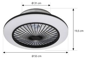 Lindby Ventilatore da soffitto a LED Mamuti, nero, silenzioso, Ø 55 cm