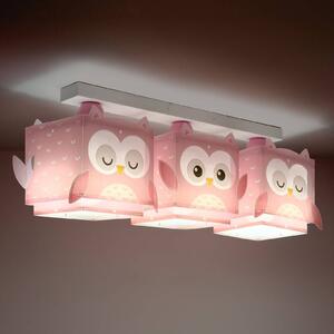 Lampada a sospensione Dalber Little Owl, rosa, a 3 luci