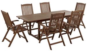 Set da giardino con 6 sedie in legno di acacia marrone scuro con schienale regolabile pieghevole in stile rustico Beliani