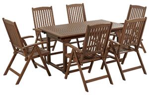 Set da giardino con 6 sedie in legno di acacia marrone scuro con schienale regolabile pieghevole in stile rustico Beliani