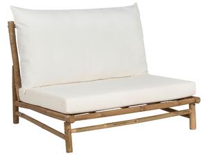 Set di 2 sedie in legno da giardino in bambù con cuscini bianco sporco interno ed esterno stile moderno rustico Beliani