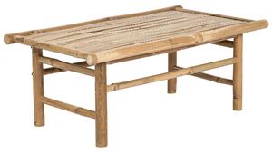 Set di 2 sedie e tavolino da caffè in legno di bambù con cuscini color tortora stile moderno rustico Beliani