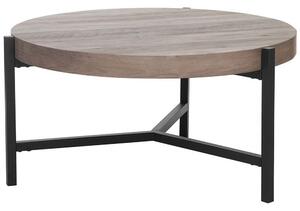 Tavolino da caffè Piano in legno tortora Gambe in metallo Nero 70 cm Rotondo moderno da salotto industriale Beliani