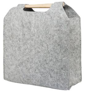 Set di 3 cestini portaoggetti in tessuto grigio con manici in legno e sacca portabiancheria con dettaglio intreccio in legno Beliani