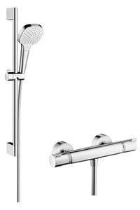 Hansgrohe Croma Select E - Set doccia Vario con termostato, 3 getti, asta doccia 650 mm, bianco/cromato 27081400