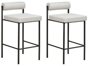 Set di 2 sedie da bar Rivestimento in tessuto grigio chiaro Gambe in metallo nero Sgabelli senza braccioli Schienale curvo Sala da pranzo moderna Cucina Beliani