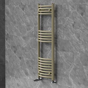 Asciugamani radiante LuxeBath 400x1200 mm, radiatore per bagno con valvola termostatica, asciugamani Sahara curvo con attacco laterale, portasciugamani, color beige