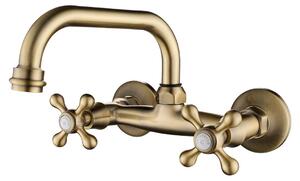 Aquanello Heritage Ascot: Rubinetto da cucina classico a parete con bocchetta superiore, finitura bronzo, modello BN-4110-HA
