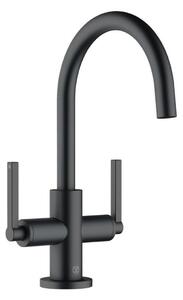Kludi Nova Fonte - Miscelatore da lavabo con sistema di scarico Push-Open e braccio di erogazione girevole, nero opaco 201183915