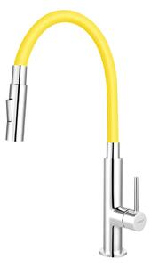 Novaservis Ferro - Miscelatore da lavello con braccio di erogazione flessibile, 2 getti, giallo/cromo 70730,0ZL