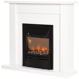 HOMCOM Camino Elettrico con Effetto Fiamma a 5 livelli e Telecomando, 1000W e 2000W, vetro temperato, 102x30x95cm, bianco | Aosom Italy