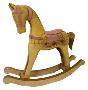 Cavallo a Dondolo Decorativo in Legno rosa e marrone cm 38x8xh33,5