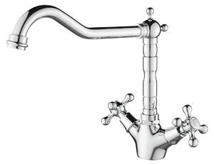 Aquanello Heritage Ascot: Miscelatore da cucina classico – Rubinetto nostalgico in cromo con bocchetta angolata, modello CR-4002-HA