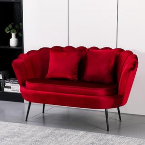 DecHome Divano 2 Posti Contemporaneo Luxury in Velluto Dimensioni 132x73x77 cm colore Rosso - Orel