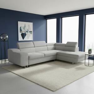 DecHome Divano Angolare 3 Posti Moderno con Chaise Longue Destra Letto Estraibile Vano Contenitore in Tessuto Dimensioni 280x203x78-93 cm colore Gr