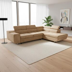 DecHome Divano Angolare 3 Posti Moderno con Chaise Longue Destra Letto Estraibile Vano Contenitore in Tessuto Dimensioni 280x203x78-93 cm colore No