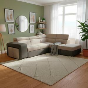 DecHome Divano Angolare 4 Posti Moderno con Penisola Destra Letto Estraibile Vano Contenitore in Tessuto Dimensioni 262x220x76/91 cm colore Grigio 
