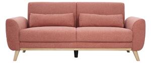 Divano scandinavo a 3 posti in tessuto effetto velluto terracotta e legno chiaro EKTOR