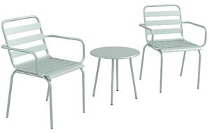 Outsunny Set da Bistrò 3 Pezzi Set da Bistrò per Balcone 2 Sedie Impilabili, design moderno, 51 x 58 x 78 cm, Verde