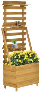 Outsunny Letto Rialzato con 3 Scaffali, con Supporto per Rampicanti, Resistente alle Intemperie, Legno Massello, 63 cm x 39 cm x 160 cm, Naturale