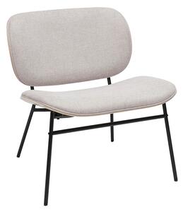 Poltrona in tessuto effetto velluto testurizzato beige e metallo nero SHELBY