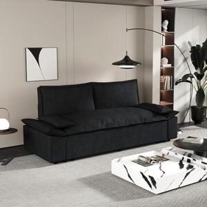 DecHome Divano Letto 2 Posti Moderno in Vellutino Dimensioni 185x85x85 cm colore Nero - Belly