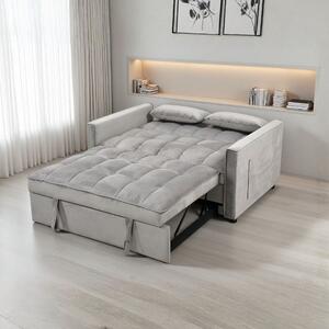 DecHome Divano Letto 2 Posti Moderno in Tessuto Dimensioni 134x93x78 cm colore Grigio Chiaro - Eiri