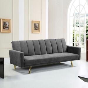 DecHome Divano Letto Clic-Clac 3 Posti Moderno in Tessuto Dimensioni 198x86x81 cm colore Grigio/Oro - Issyk