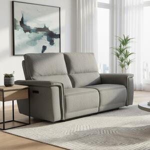 DecHome Divano Relax 3 Posti Moderno Schienale Reclinabile Meccanismo Elettrico in Tessuto Dimensioni 205x96x102 cm colore Grigio - Velveta
