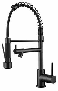 Rubinetto da cucina Aquanello Gastro con funzione spray professionale, colore nero, modello BL-4402-GT