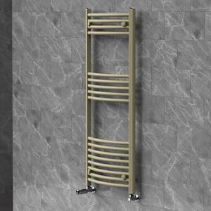 Asciugamani radiante LuxeBath 500x1200 mm, radiatore per bagno con valvola termostatica, asciugamani Sahara curvo con attacco laterale, portasciugamani, color beige