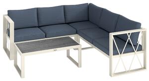 Outsunny Salotto da Giardino Angolare con Poltrona Reclinabile, 2 Divanetti con Cuscini e Tavolino, Grigio