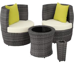 Tectake salottino in rattan e alluminio nizza 2+1+1