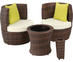 Tectake salottino in rattan e alluminio nizza 2+1+1
