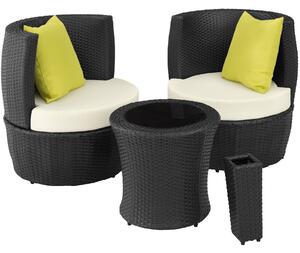 Tectake salottino in rattan e alluminio nizza 2+1+1