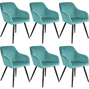 Tectake sedia marilyn effetto velluto, gambe nere