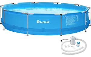 Tectake piscina rotonda con telaio in acciaio e pompa filtraggio ø 360 x 76 cm