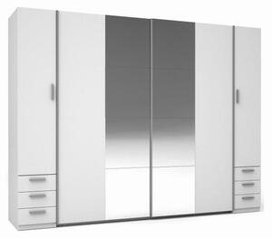 Armadio 4 porte con specchio e 6 cassetti – STAR – Bianco – L264 cm