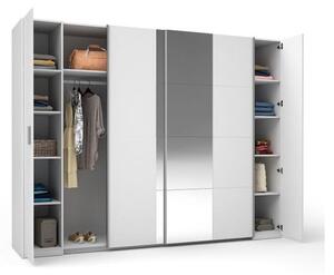 Armadio 4 porte con specchio STAR – Bianco – Con appendiabiti – L264 cm
