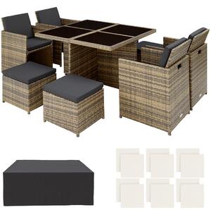 Tectake set da giardino in rattan e alluminio manhattan