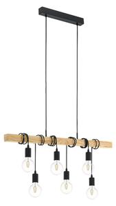 Eglo 95499 Townshend lampada a sospensione con cavo 6xE27 legno