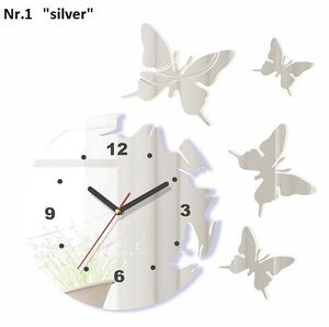 Orologio da parete decorativo con farfalle volanti D'argento