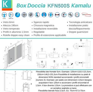 Box doccia 140x70 telaio colore nero e anta scorrevole KFN5000S - KAMALU
