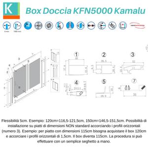 Porta doccia nicchia 100cm telaio colore nero anticalcare KFN5000 - KAMALU
