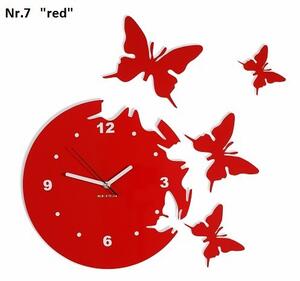 Orologio da parete decorativo con farfalle volanti Rosso