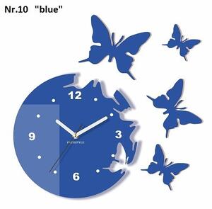 Orologio da parete decorativo con farfalle volanti Blu