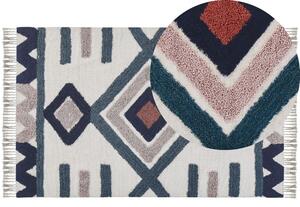 Tappeto di cotone Multicolore con motivo geometrico fatto a mano 140 x 200 cm Beliani